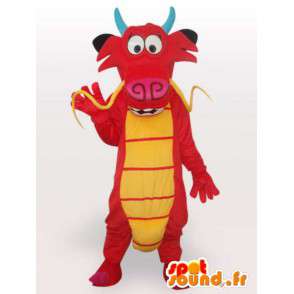 アジアの赤いドラゴンのマスコット-中国のドラゴンの衣装-MASFR00556-ドラゴンのマスコット