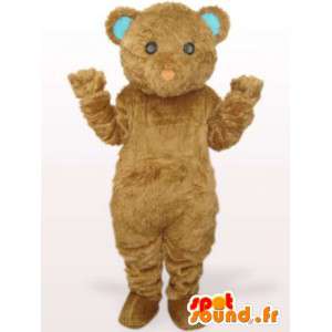 Beige teddy bear mascot with blue ears - Costume Christmas Special - MASFR00772 - Bear mascot
