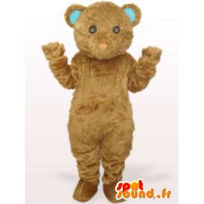 Mascot bege com urso de peluche da Orelha Azul - festas a fantasia Especial - MASFR00772 - mascote do urso