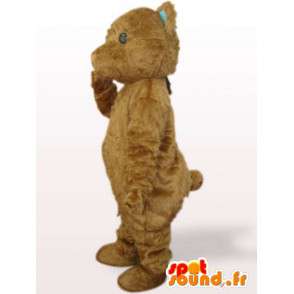 Beige teddy bear mascot with blue ears - Costume Christmas Special - MASFR00772 - Bear mascot