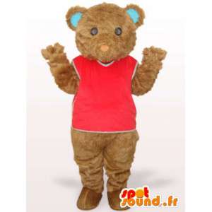 Maskot medvídek s červenou košili a bavlněného vlákna - MASFR00755 - Bear Mascot