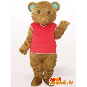Mascot Teddybär mit roten T-Shirt und Baumwollfasern - MASFR00755 - Bär Maskottchen