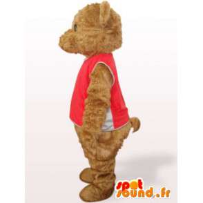 Mascot bamse med rød skjorte og bomull fiber - MASFR00755 - bjørn Mascot