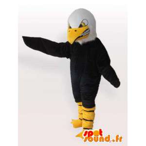 Aquila mascotte classico giallo, sorriso assassino in bianco e nero - MASFR00226 - Mascotte degli uccelli