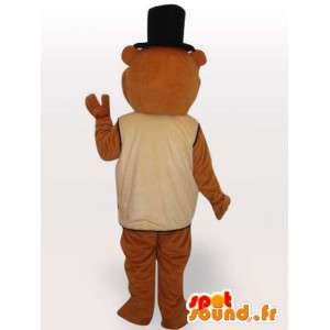 Beaver maskotti puku ja musta hattu tarvikkeet - MASFR00678 - Mascottes de castor