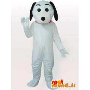 Mascotte de chien blanc et noir avec gants et chaussures blanches - MASFR00693 - Mascottes de chien