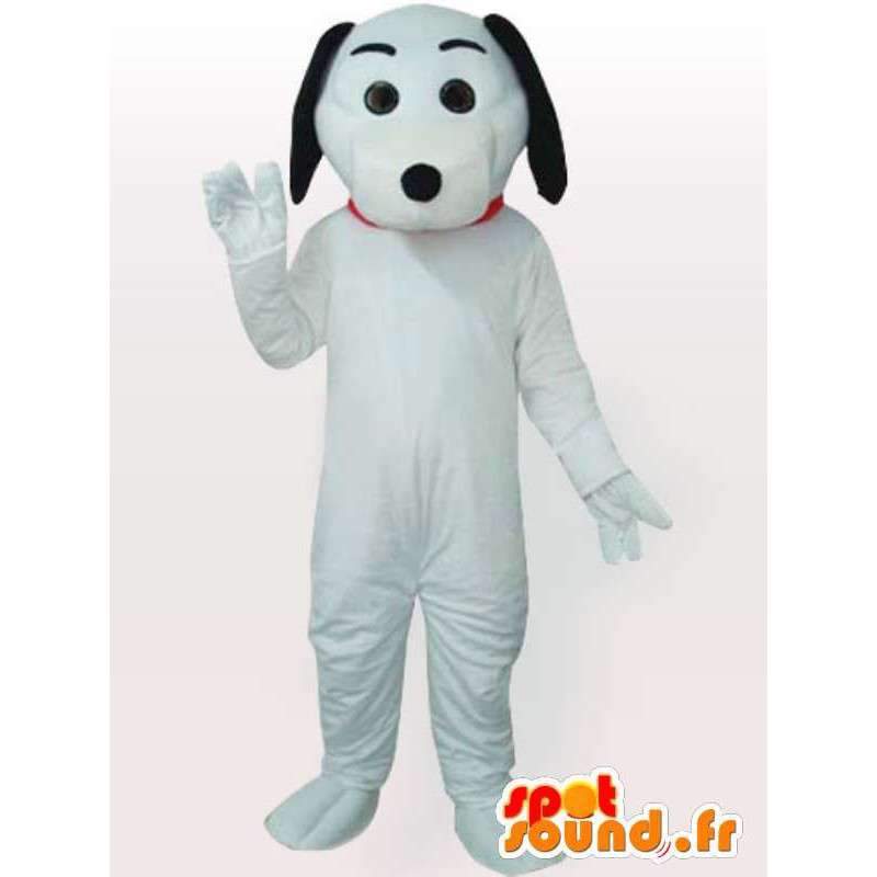 Mascote branco e preto cão com luvas e sapatos brancos - MASFR00693 - Mascotes cão