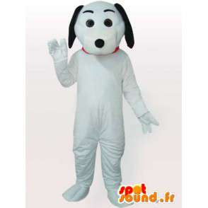 Witte en zwarte hond mascotte met handschoenen en witte schoenen - MASFR00693 - Dog Mascottes