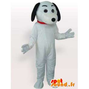 Valkoinen ja musta koira maskotti käsineillä ja valkoiset kengät - MASFR00693 - koira Maskotteja