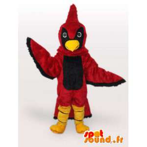 Aquila mascotte rosso e nero con cresta di gallo rosso farcito - MASFR00680 - Mascotte di galline pollo gallo