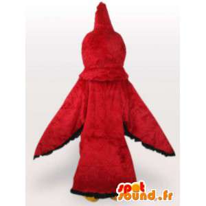 ぬいぐるみの赤いオンドリの紋章が付いたマスコットの赤と黒のワシ-MASFR00680-チキンマスコット-オンドリ-チキン