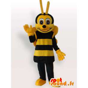 Mascot abeja amarilla y marrón con antena - Apicultura - MASFR00792 - Abeja de mascotas