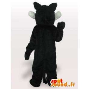 Mascot schwarz und weiß Wolf mit scharfen Zähnen - Wolf Kostüm - MASFR00669 - Maskottchen-Wolf