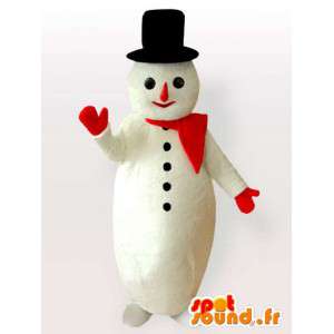 Mascote boneco de neve com chapéu negro grande - MASFR00896 - Mascotes homem