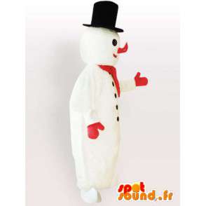 Pupazzo di neve mascotte con grande cappello nero - MASFR00896 - Umani mascotte
