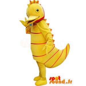 Yellow duck mascot with red stripes - Disguise duck - MASFR00888 - Ducks mascot