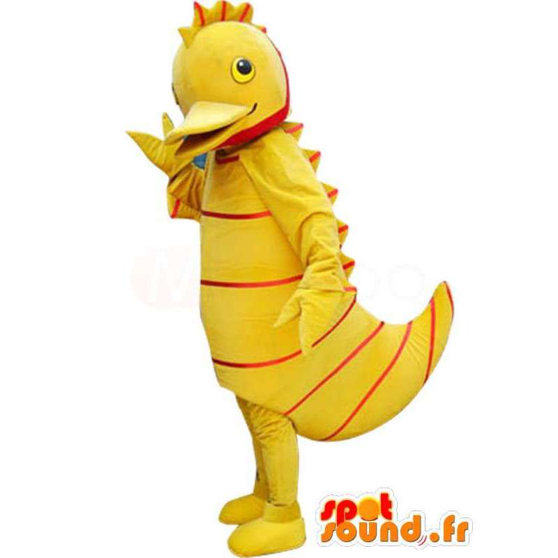 Mascote pato amarelo com listras vermelhas - traje de pato - MASFR00888 - patos mascote