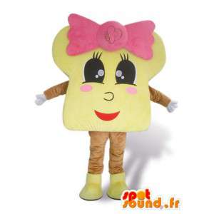 Mascot with brioche knot pink - Costume all sizes - MASFR00917 - Mascots of pastry