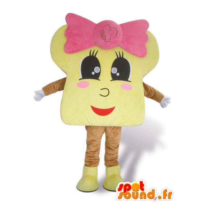 Mascot brioche met roze strik - vermommen alle soorten en maten - MASFR00917 - mascottes gebak
