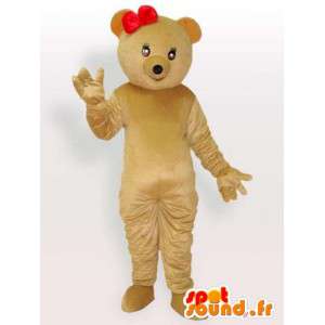 Ursinho de pelúcia traje com pequeno arco vermelho - carrega o traje - MASFR001105 - mascote do urso