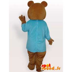 青いTシャツのクマのコスチューム-クマのコスチューム-MASFR00926-クマのマスコット