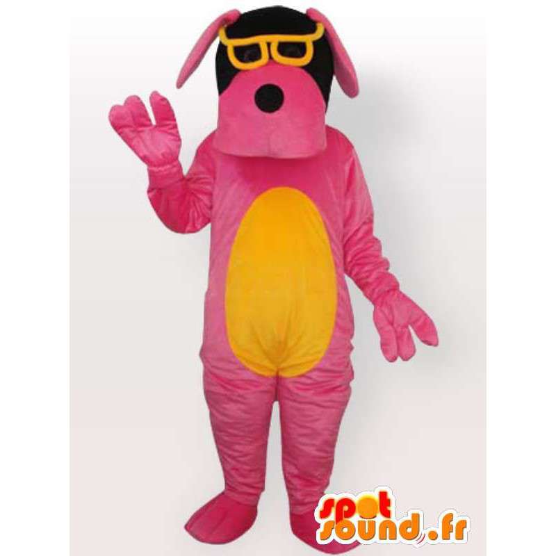 Costume de chien avec lunettes de soleil - Déguisement rose - MASFR001067 - Mascottes de chien