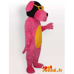 Costume de chien avec lunettes de soleil - Déguisement rose - MASFR001067 - Mascottes de chien