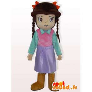Costume de fillette avec nattes - Déguisement de fillette habillé - MASFR00929 - Mascottes Garçons et Filles