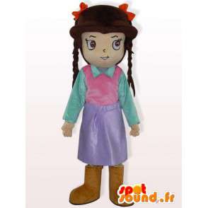 Traje menina com tranças - vestido traje menina - MASFR00929 - Mascotes Boys and Girls