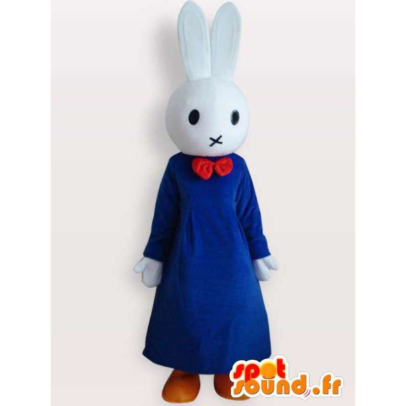 Terno do coelho com vestido azul - vestido traje do coelho - MASFR001096 - coelhos mascote
