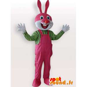 Häschen-Anzug mit rosa Overalls - Disguise Qualität - MASFR001070 - Hase Maskottchen