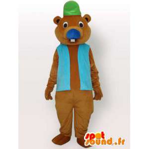 Mascote castor com acessórios - animais disfarce marrom - MASFR001155 - Beaver Mascot