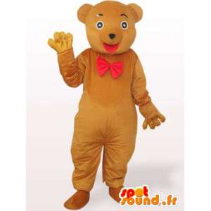 Mascote urso de pelúcia com laço vermelho - fantasia de urso - MASFR00965 - mascote do urso