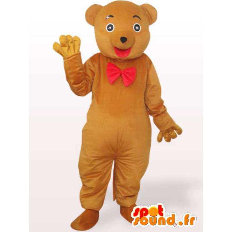 Mascotte Orso con fiocco da annodare - rosso costume orso - MASFR00965 - Mascotte orso