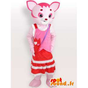 Rosa kattmaskot - tamdräkt - Spotsound maskot