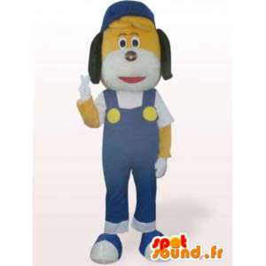 便利屋の犬のマスコット-オーバーオールで変装-MASFR00960-犬のマスコット