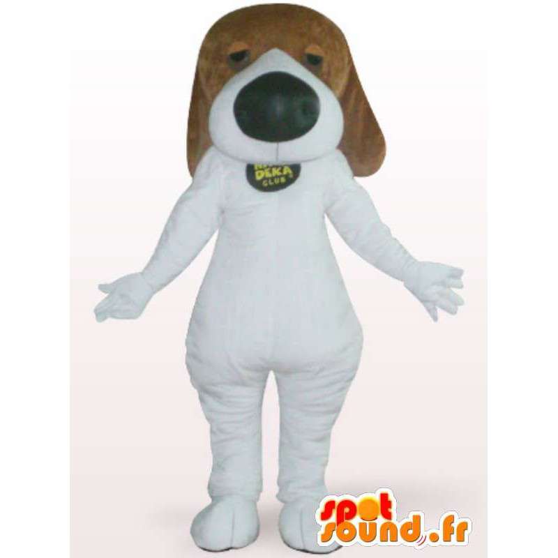 Mascot dog with big nose - white dog costume - MASFR001116 - Dog mascots