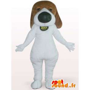 Pes maskot s velkým nosem - převlek bílého psa - MASFR001116 - psí Maskoti