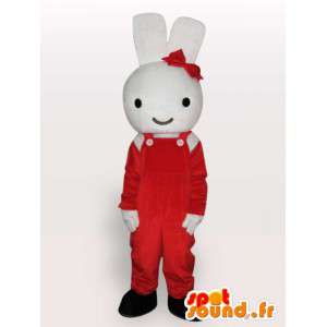 Kanin maskot med rød sløjfe - Gnaver kostume - Spotsound maskot