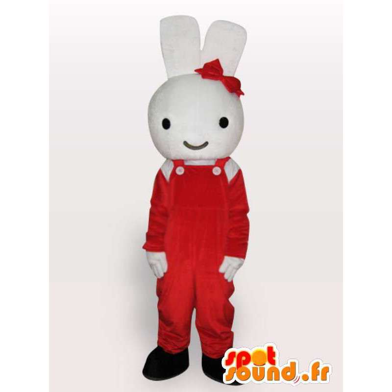 Kaninmaskot med röd rosett - Gnagardräkt - Spotsound maskot