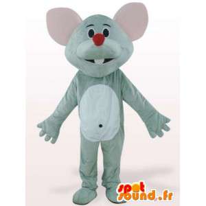 赤い鼻のマウスのマスコット-灰色の齧歯動物の衣装-MASFR001147-マウスのマスコット