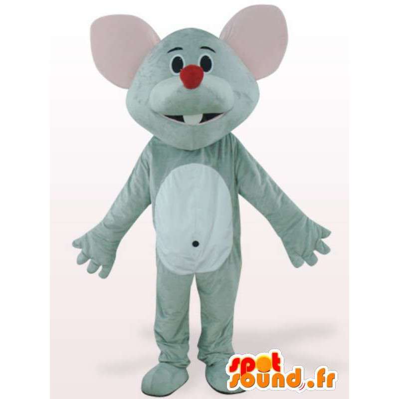 Mascote do rato com um nariz vermelho - cinza roedor Disguise - MASFR001147 - rato Mascot