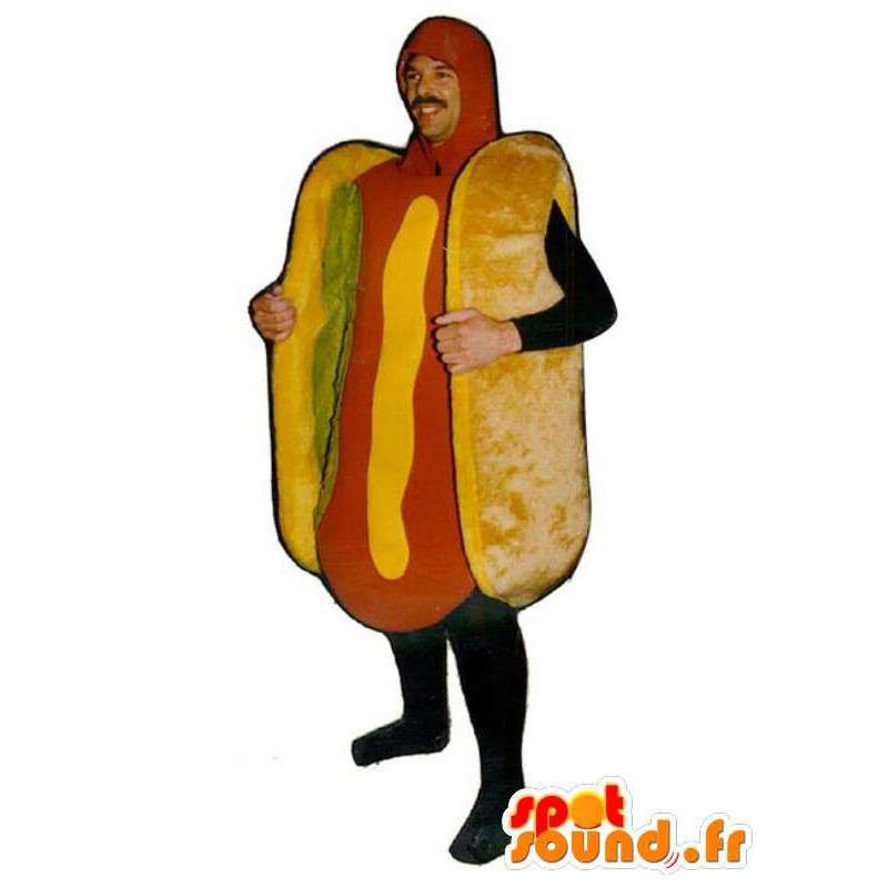 Cane mascotte caldo con insalata - costume panino - MASFR001142 - Mascotte di fast food