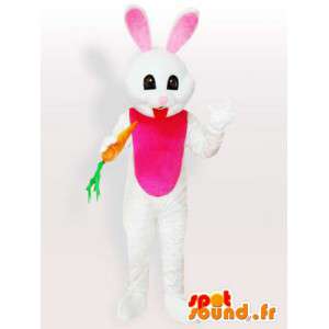 Mascot hvit kanin med gulrot - Animal Disguise skogen - MASFR001114 - Mascot kaniner