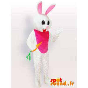 Coelho branco da mascote com cenoura - Disguise animal floresta - MASFR001114 - coelhos mascote