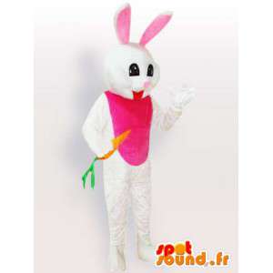 Weißes Kaninchen mit Karotten-Maskottchen - Tierkostüme Wald - MASFR001114 - Hase Maskottchen