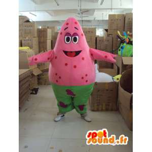 Mascot celebração colorida - cor rosa e traje verde - MASFR001197 - Mascotes não classificados