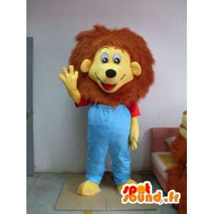Lion κοστούμι ντυμένος με μπλε - φορεσιά όλα τα μεγέθη - MASFR001198 - Λιοντάρι μασκότ