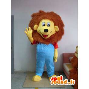 Lion kostýmu oblečený v modré - kostým všech velikostí - MASFR001198 - lev Maskoti