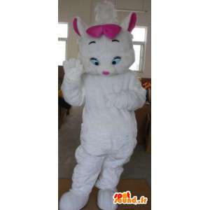 Plys kat kostume - kostume med lyserød sløjfe - Spotsound maskot
